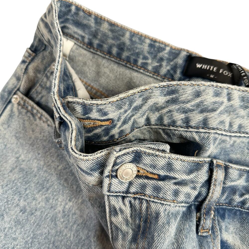 White Fox Women's Take My Time High Rise Straight Leg Jeans Washed Blue Size M - Picture 6 of 9